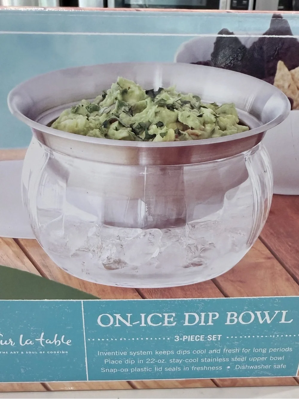 Sur La Table Stainless Steel and Clear Glass On-Ice Dip Bowl